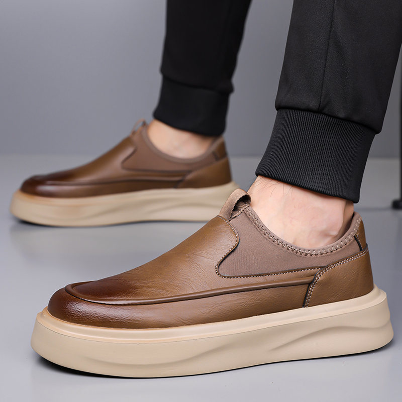 Men'S Shoes Smart - Minimalist Leather Sneakers Men's Monochrome Colorway