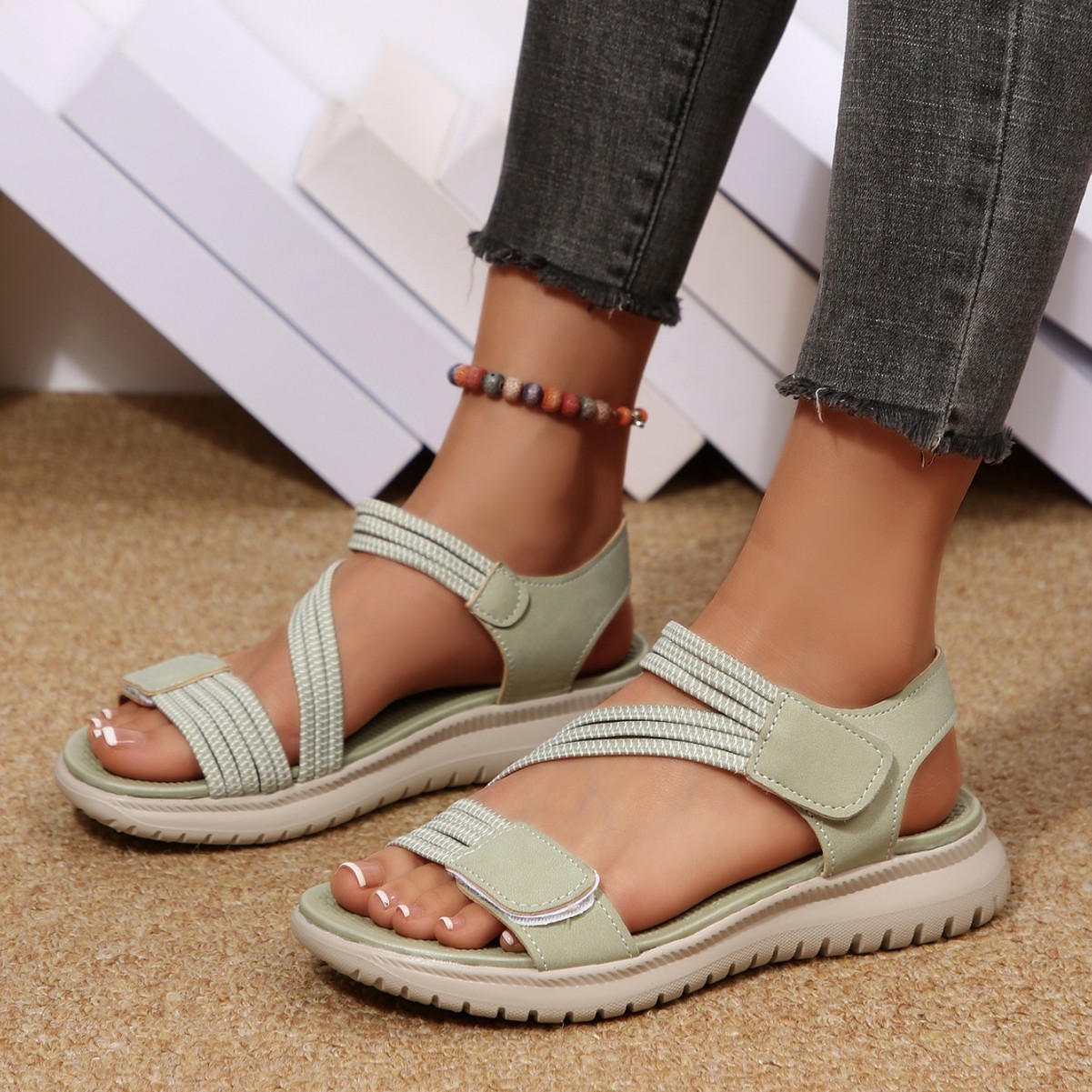 Velcro Strap Sandal - New 2026 Women's Summer Stitched Wedge