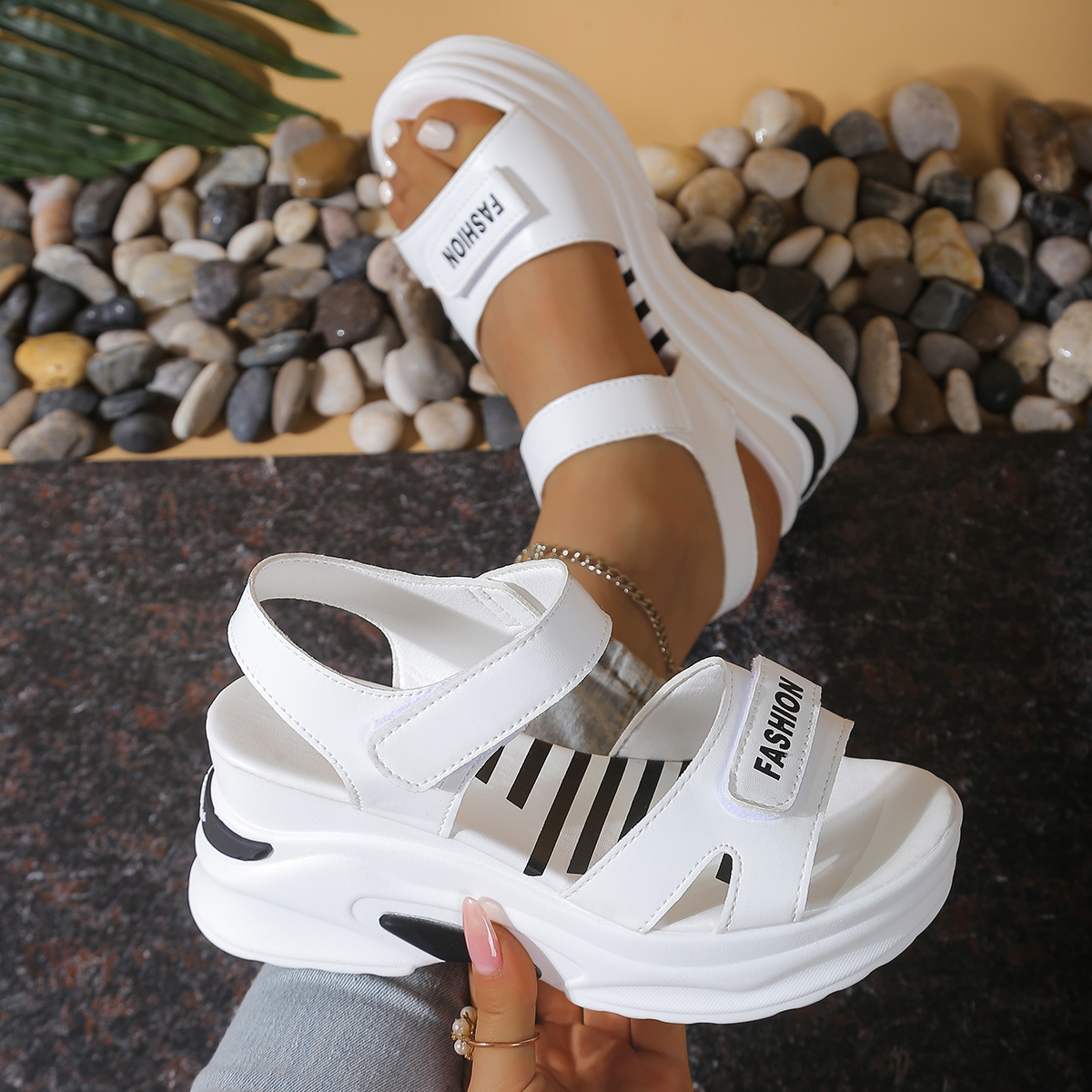Women Platform Wedge Sandals L - Velcro Strap Sandal recension och pris